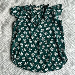 Loft XXSP Flutter Sleeve Floral Blouse